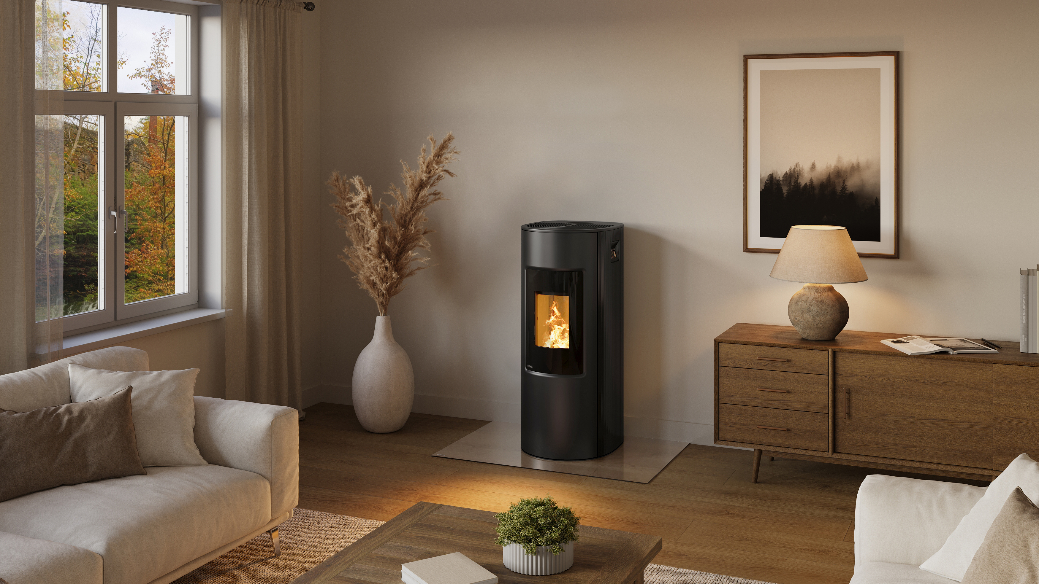 VIVO avec raccordement flexible au conduit de fumée – solution peu encombrante pour l'aménagement individuel des pièces